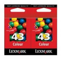 Original Genuine LEXMARK TWIN PACK Ink 43  HIGH CAPACITY 18Y0143A COLOUR TPASA12